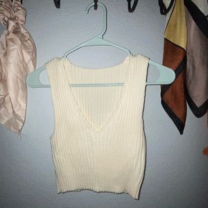 Cream knit crop top